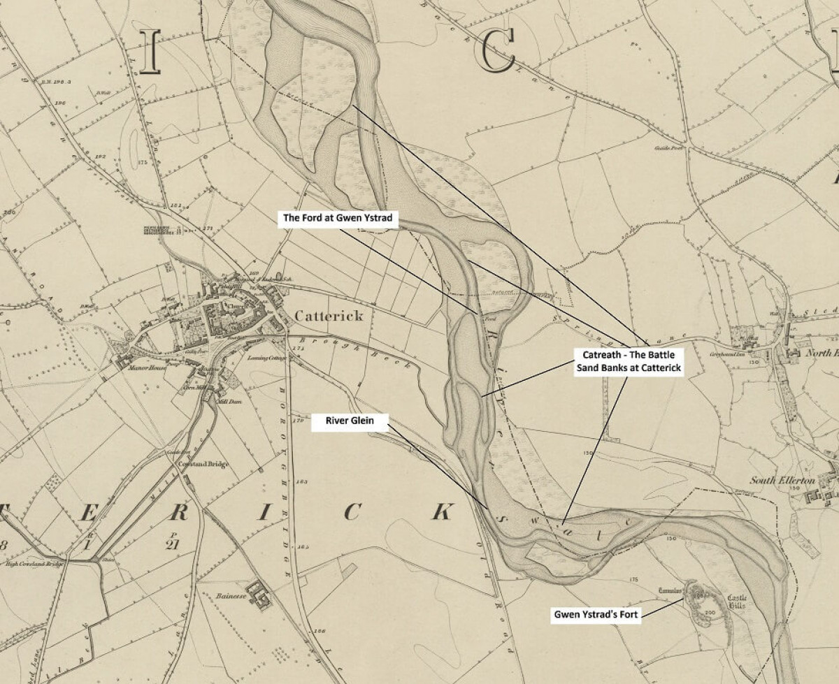 1860s Map Of Catterick Annotated For Battle of Catraeth 1860s Map Of Catterick Annotated For Battle of Catraeth